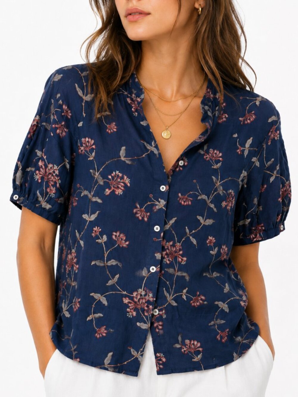 HIGH Everyday Couture Silk Cotton Floral Blouse Made in Italy Size 8